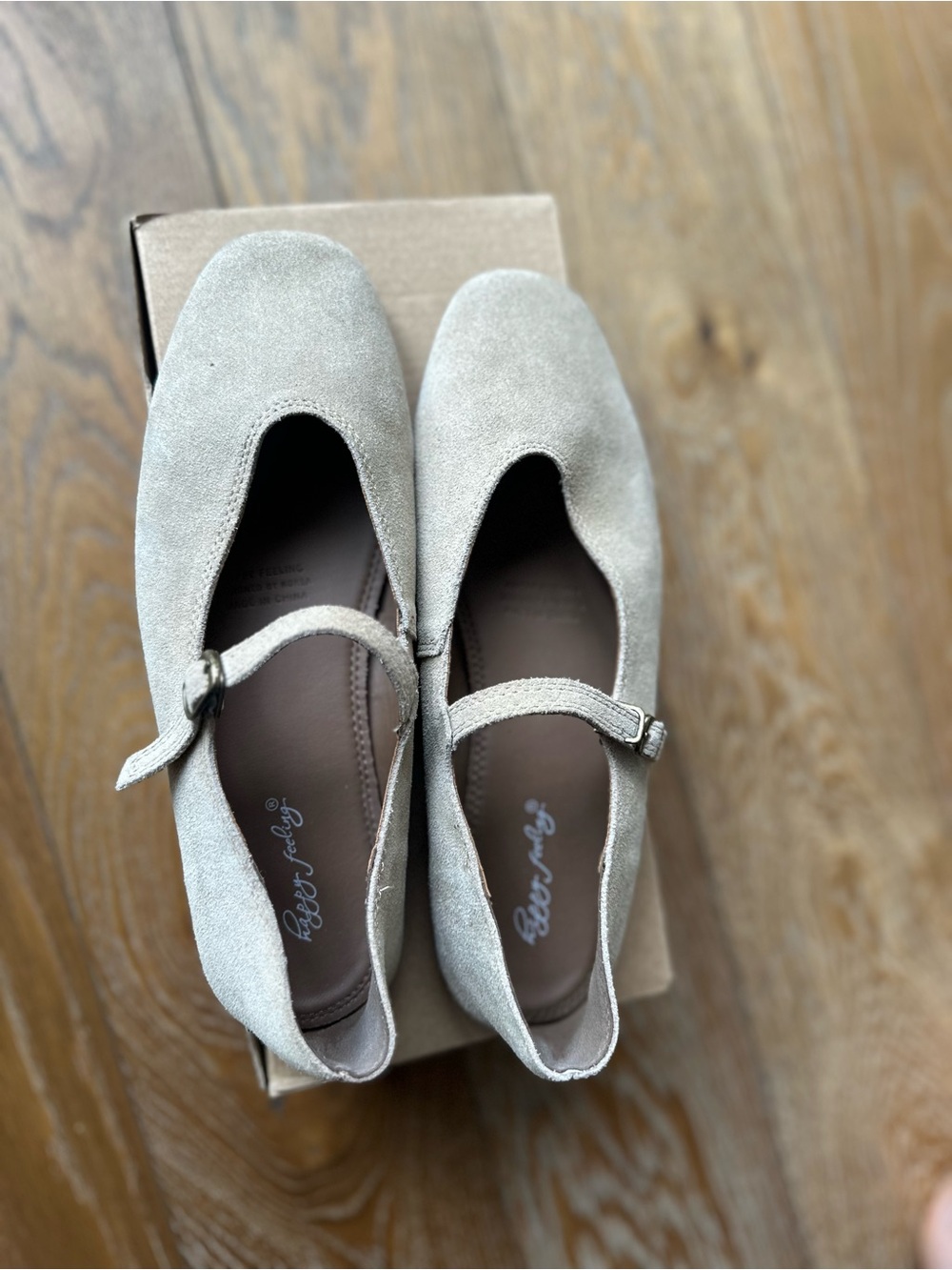 Soft Taupe Suede Mary Jane Flats - Women's Comfort Shoe